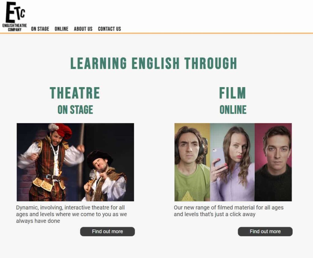 Diseño web de Englishtheatercompany.com